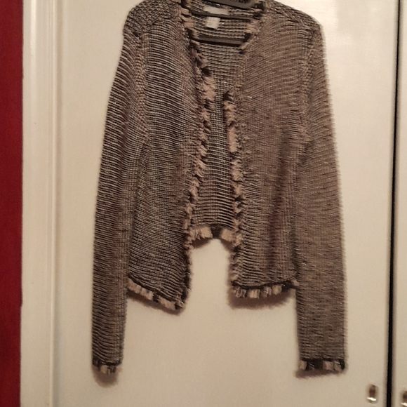 H&M multicolored open front raw fringe jacket - Picture 1 of 4